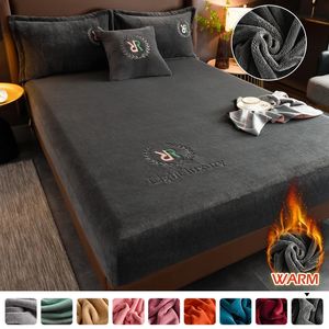 Sängkläder set sammet jacquard madrass täcker vinter varmt material monterat ark sängskydd för 90x200 cm 231213