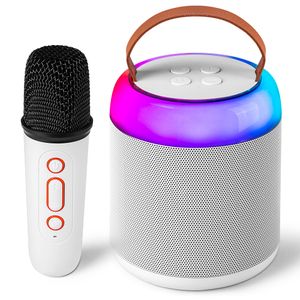 Máquina de karaokê com microfones sem fio para crianças e adultos, brinquedo portátil com alto-falante Bluetooth com luzes coloridas para presente de aniversário de Natal, ideias para festas em casa