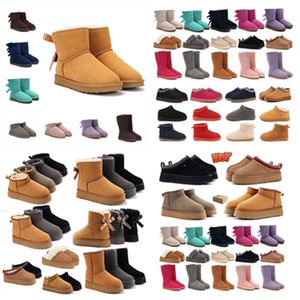 Botas de designer de luxo mens mulheres chinelo neve mini tornozelo curto pele de uma peça botas de neve ederdown couro plataforma de inverno botas castanha cinza preto branco mulheres sapatos