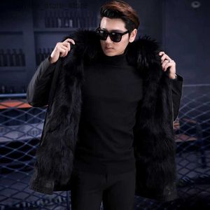 Men's Fur Faux Fur JKP Winter Men's Long Parka Mink Lined Hooded Fur Coat Thickened Thermal Insulation Business Casual Leather Keep WarmJacket Q231212
