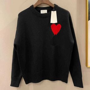 Amis tröja mode amisweater paris cardigan mens kvinnor designer stickade skjortor high street tryckte en hjärtmönster rund nackstickande män är jag jumper xy37