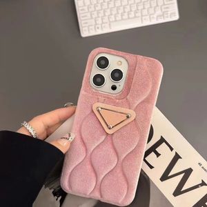 Designer Luxury Phone Case Plush Letter Triangle Label iPhone 15 14 13 12 11 Pro Max 14Plus 7 8 Plus X XR XS XSmax Hardshell Leather Case