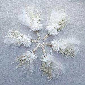Dekorativa blommor 3st mini Corsage Gypsophila Buquets Natural Dried Decoration Leaves Lagurus DIY Material Craft Wedding Card Decor