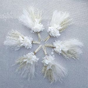 Decorative Flowers 3pcs Mini Corsage Gypsophila Bouquets Natural Dried Decoration Leaves Lagurus DIY Material Craft Wedding Card Decor