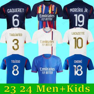 23 24 Maillot De Foot Soccer Jersey Lyonnais Lacazette Caqueret Tolisso Jeffinho Ol Aouar Tagliafico Fans Player 2023 2024フットボールシャツTraore Sarr Lyon Kids Kit