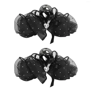 Makeup Sponges Hair Claw Clip Black Mesh Tulle Bowknot Elegant Big Bow Women Girls Accessory For Daily Party Date