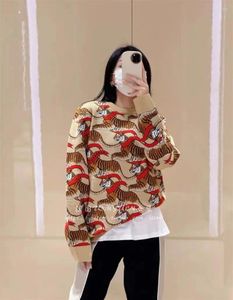 Women's Knits Women Spring Auturm Print Tiger Sweater Coat Long Sleeved Cashmere Knit Pullover Couple Wool Cardigan Jumper Tops X541