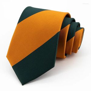 Bow Ties High Quality Yellow Striped 8CM Tie For Men Mariage Business Dress Office Necktie Cravate Wedding Gifts With Box
