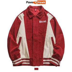 Giacche da uomo Primavera Uomo College Giacche di velluto a coste Cappotti Coppia allentata Moda casual Autunno Retro Rosso Varsity Baseball Outwear Unisex 231213