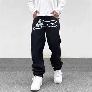 Men's Jeans Dog Print Straight Loose Mens Retro High Street Oversize Casual Denim Trousers Harajuku Washed Hip Hop Black Jean Pants