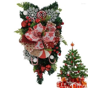 Decorative Flowers 53cm Large Christmas Wreath Hanger For Front Door Fireplace Red Candy Cane Xmas Tree Garland Outdoor Home Decor