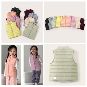 LU-1838 Meninos e meninas roupas infantis de pequeno e médio porte colete leve infantil gola cor sólida jaqueta quente colete
