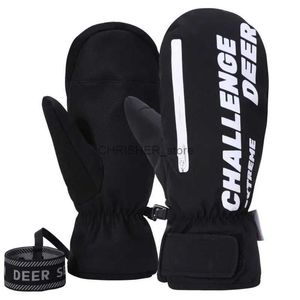 Ski Gloves Ski Gloves Winter Snow Women Warm with Velvet Mittens Cycling Men's Waterproof Touch Screen Skiing Snowboard GlovesL23118