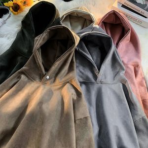 Mens Hoodies Sweatshirts Privathinker Vintage Suede Loose Gothic Leather Feelings Casual Autumn Male Oversized Pullovers 231213