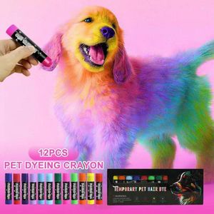 Hundkläder husdjur hårfärgning päls färg för olika skötsel 12 färger tvättbara säkra husdjur tillfälliga målning pennor