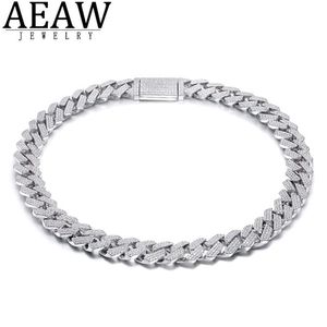 AEAW 18 Inch 925 Sterling Silver Setting Iced Out Moissanite Diamond Hip Hop Cuban Link Chain Miami Necklace Jewelry for Mens X050242U