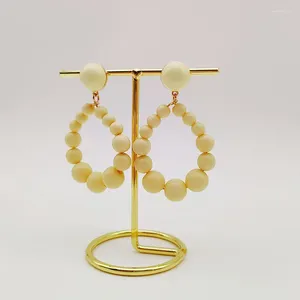 Dangle Earrings Ivory Resin Bead Metal Beige Stud Hoop Earring Women Girls Gold Plating Fashion Jewelry Party Gift 2023 Style HE23