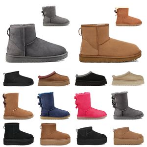 Ultra Mini Plataforma Bota Designer Mulher Inverno Tornozelo Austrália Areia Mostarda Semente Botas De Neve Pele De Carneiro Australian Uges Quente Tasman Tazz Fur Ankle Booties