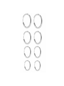 Hoopörhängen Huggie Mysream 4 par set för män Kvinnor Argent Gold Rose och svarta färger 10mm 12mm 14mm 16mm5518785