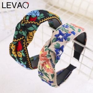 Headbands Levao Womens Ethnic Hair Bundle Embroidered FlowerLeaf Headband with Border Suitable for Womens Cross Knot Headband 231213