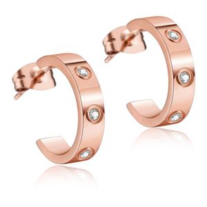 Luxury Gold Diamond Studörhängen Titanium Steel Love Earrings For Women Exquisite Enkelt mode med gåva