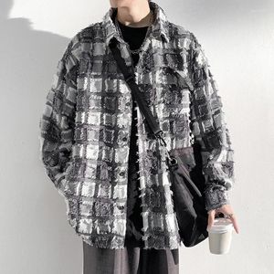 Herrjackor 2024 mode långärmad kappa koreansk utgåva ungdomar tofs textur skjorta fritid resor original designer arbetskläder topp