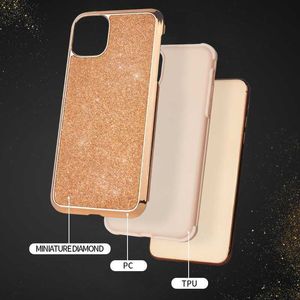 2in1 Slim Protective Hybrid Cover Miniature Diamond Cases for iPhone 11 Pro Max XR XS Max Glitter Bling Fall för iPhone 8 7 Plus