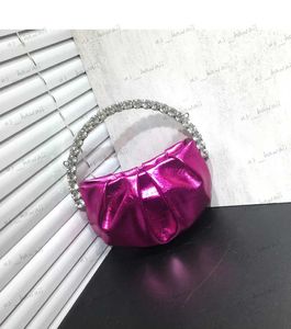 Kvällspåsar Lady Circular Crystal Satin Evening Bags Women Metallic Handle Rhinestone Clutch Purses and Handbags Wedding Party Parse Påsar T231214