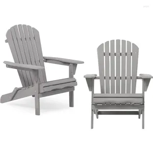 Camp Furniture Wood Folding Adirondack Chairs Set of 2 Semi-Preassed Lounge for Outdoor Patio Garden Lawn Backyard Deck