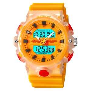 손목 시계 Stryve Sport Watch Men Alarm 크로노 그래프 시계 스톱워치 LED 날짜의 이중 시간대 방수 5bar 남자 시계 8028 231213