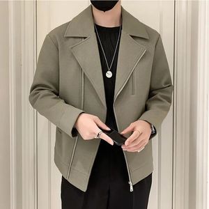 Giacche da uomo 2023 Marchio di abbigliamento da uomo Primavera Giacca casual di alta qualità / Uomo Slim Fit Moda Diagonale Cerniera Design Cappotto con colletto ribaltabile S-3XL 231214