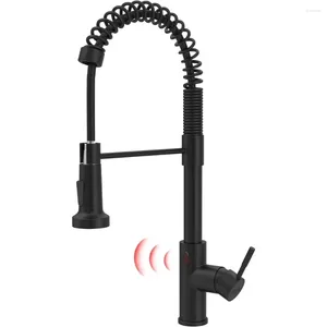 Kitchen Faucets Matte Black Touchless Faucet Motion Sensor With Pull Down Sprayer Single Handle Sink