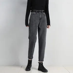 Kvinnors jeans 2024 Casual vintage mamma för kvinnor hög midja baggy denim byxor bf stil raka byxor harem pant a107