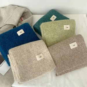 Halsdukar 2023 Solid Color Scarf Imitation Cashmere Bib Winter Warm Korean Temperament Knit smal lång