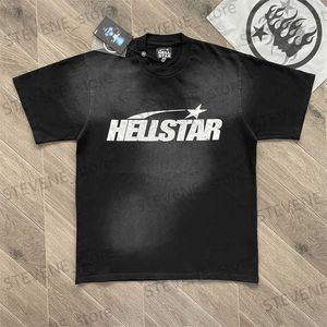 Homens camisetas 23ss Oversized Hellstar Preto Lavado Camisetas para Homens Mulheres 1/1 Melhor Qualidade Puro Algodão Impressão Oversized T-shirts T231214