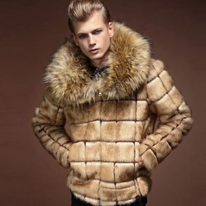 Men's Fur Faux Fur Fashion Zipper Winter Jackets Mens Fur Coat Warm Thick Mink Faux Fur Jacket Male Streetwear Thicken Outwear Men's Clothes 231213