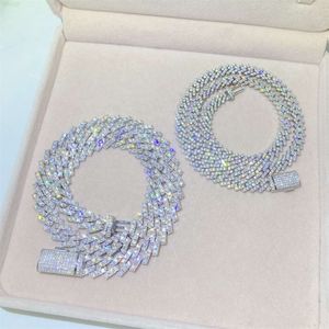 Bling Fine Hip Pop Iced Out Lab Diamonds Moissanit Miami Cuban Link Chain Halskette Piercing-Schmuck