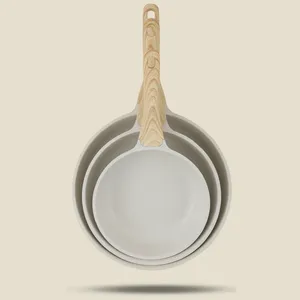 Pentole per bistecche in materiale antiaderente in alluminio, padella Wok da cucina con manico