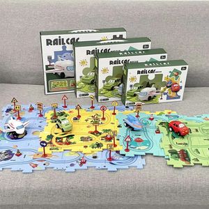 Diecast Model Children s Toys Multifunctional Puzzle Railroad Car Plastic Mini Signpost For Boys Girls Set Birthday Gift 231214