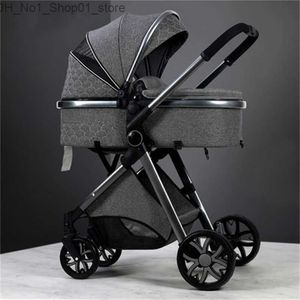 Kinderwagen# Karomuster-Baby-Kinderwagen 3 in 1 Hochlandschaftswagen Soft-Touch-Multicolor-Kleinkind-Stubenwagen Puchair Neugeborenes Baumwollmaterial Straße BA01 C23 Q231215