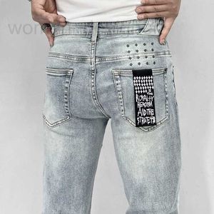 Erkekler Kot Designer Luxury 2023 Ksubi Erkek adam pantolonlar Rip denim bisikletçisi gri boya sıkıntısı streç motosiklet kemik cadılar bayramı mor kot pantolon 436gh