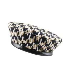 Berretti per ragazze Cappelli piatti pied de poule femminili Eleganti signore Stile coreano Berretto da pittore Stilisti AllMatch FlatTop Hat5675433