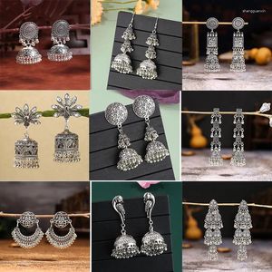 Kolczyki Dangle Afgański etniczny srebrny kolor Pendient Boho Pearl Peads Tassel Targ For Women Jhumka Cyganie biżuteria