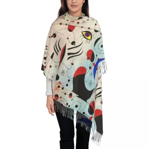 Basker lyxiga chiffer och konstellationer kär i Tassel Scarf Winter Fall Warm Shawl Wrap Lady Joan Miro Abstract Art Scarves