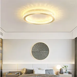 Światła sufitowe Nordic LED Pierścień Lekkie luksusowe kryształowy sypialnia okrągły minimalistyczny mistrz ciepły wystrój halowej jadalni