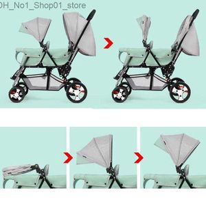 Kinderwagen# Twin Kinderwagen Leichter faltbarer Doppelsitzwagen Kann sitzen und liegen Tragbarer Neugeborenenwagen Reisewagen263j Q231215