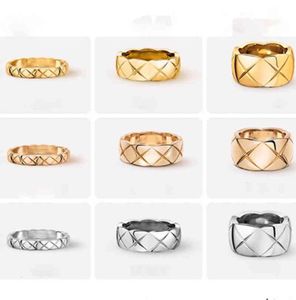 Coco Diamond Plaid Pierścień dla mężczyzn i kobiet Ins Nowy lustro CH22EL Goldplate Diamond Para Pierścienie Wysokiej jakości prezent biżuterii 48915349625