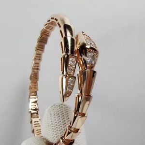 Классические мужские дизайнерские браслеты Медный браслет с двойным бриллиантом серебряные украшения класса люкс из 18-каратного золота Эластичный открывающийся браслет змеиный дизайн Ювелирные изделия для женщин Подарки