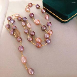 Ожерелья с подвесками длиной 80 см, жемчужное ожерелье 10-11 мм, цепочка для свитера с пресной водой в стиле барокко, разноцветные ювелирные изделия, женские подарки