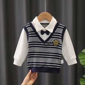 Set Frühlings- und Herbst -Gentlemen English Jungen Babykleid Kinder modische Polo -Nackenkleidung